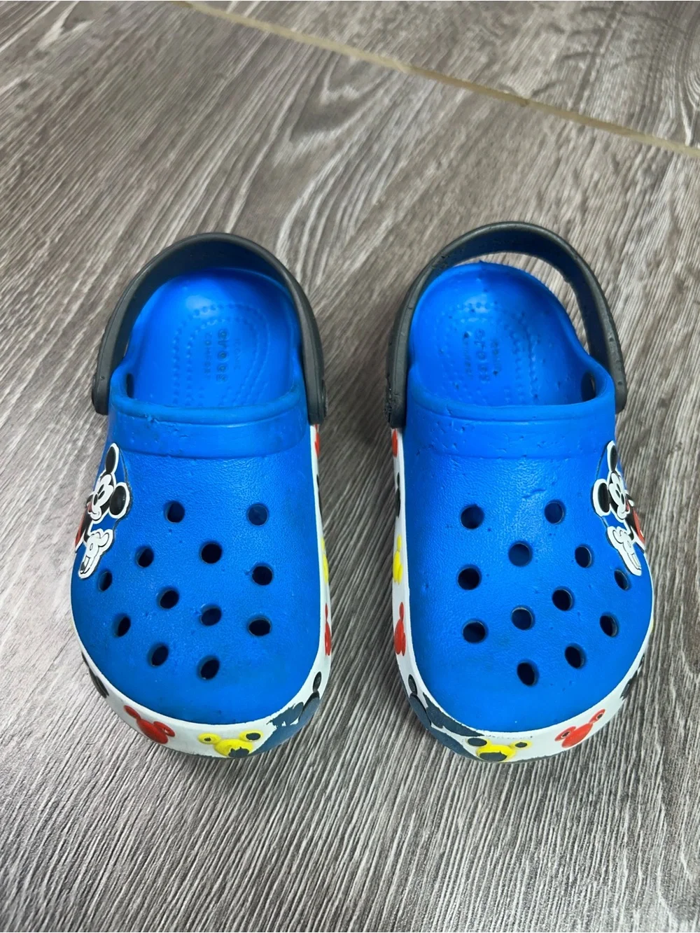 Crocs Kids Blue Mickey Mouse Slip-On Clogs with Black Strap